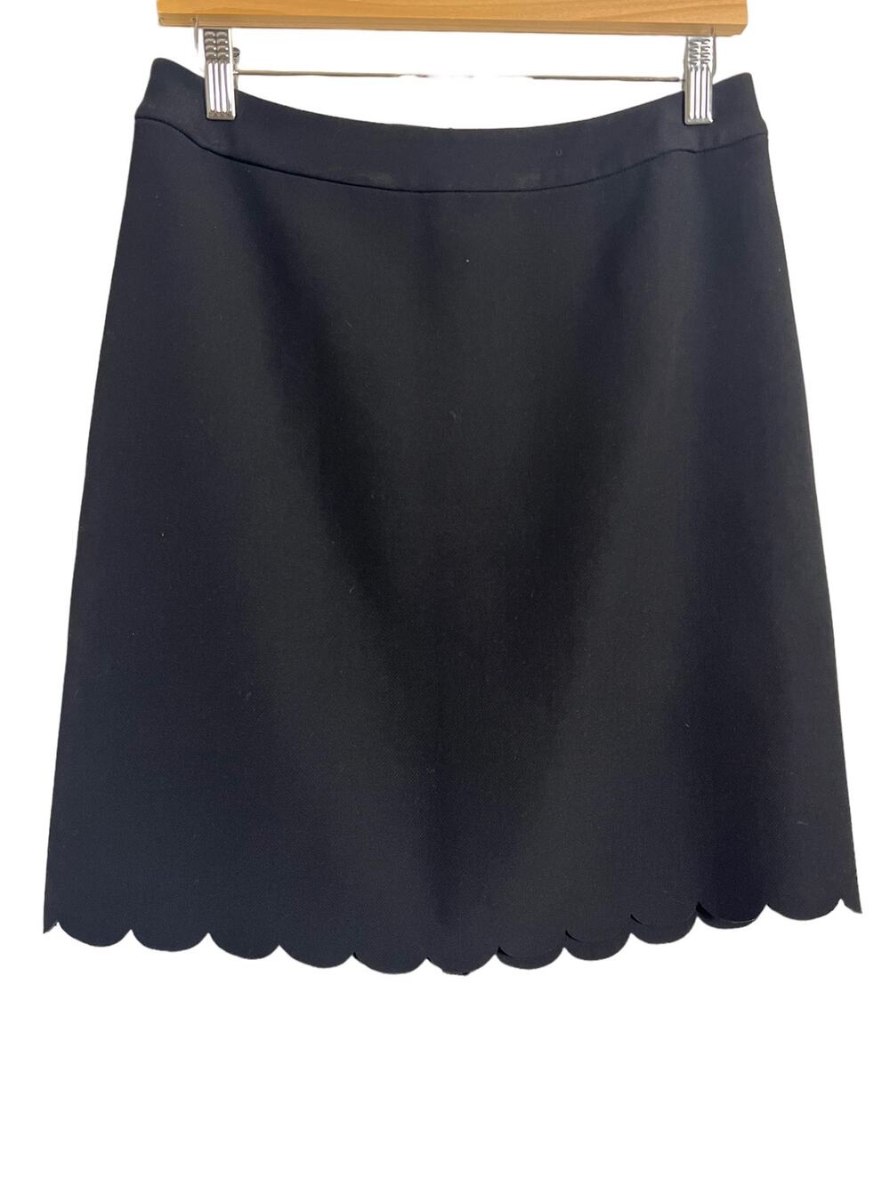Maison Jules Solid Black Scalloped Hem A-Line Mini Skirt Size 4
